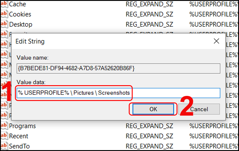 Điều chỉnh Value data th&iacute;ch hợp